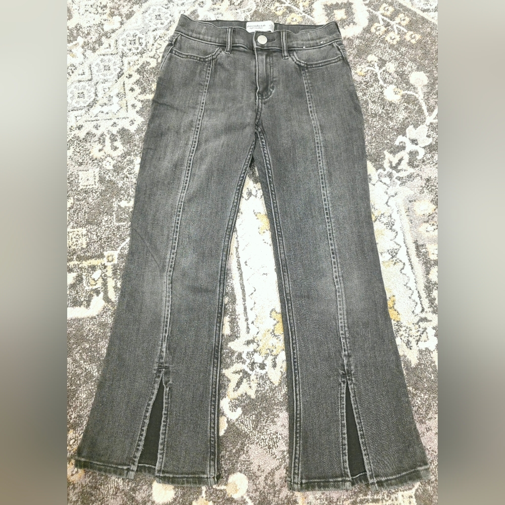 Abercrombie Kids Black  High Rise Flare Slit Jeans